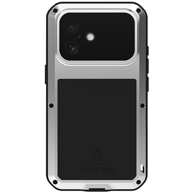 Etui pancerne + szkło LOVE MEI Powerful do iPhone 17, srebrne